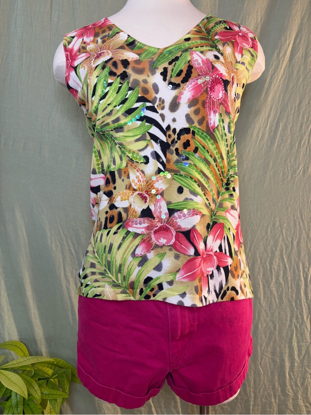Multicolor Tropical Print Top with Sequins #y2k #zaralarssonstyle - Picture 3 of 9